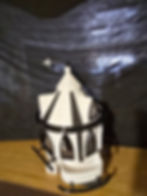Cathedral black and white bird house