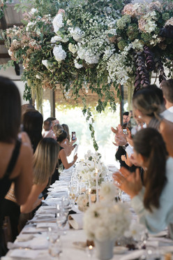 Guest under white Lush and green wedding Hanging  installation  