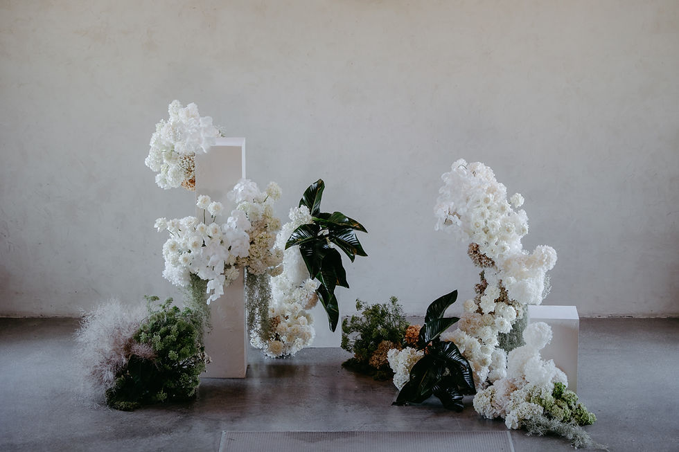 modern floral backdrop for ceremony at Stones of the Yarra Valley