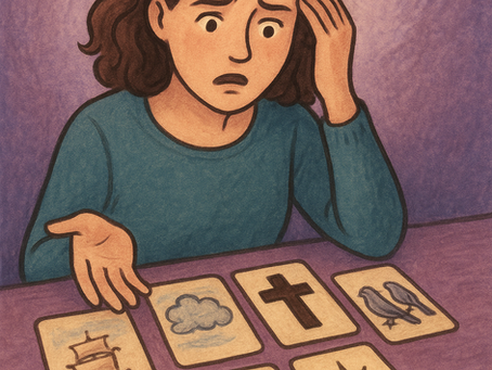 a person confused by the Lenormand Cards they drew