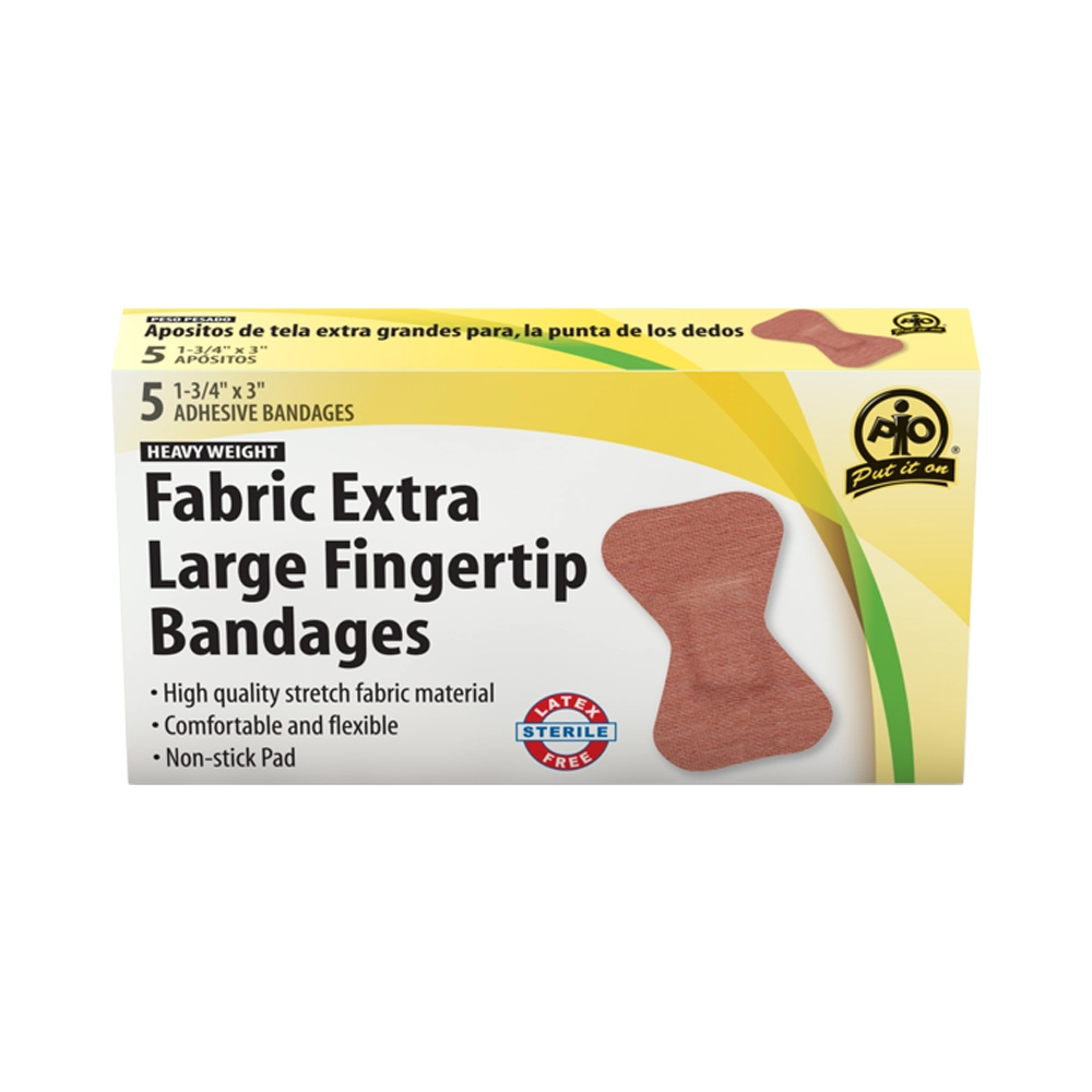 Fabric Fingertip Bandage, Large, 7.5 x 4.5cm, 5/Box