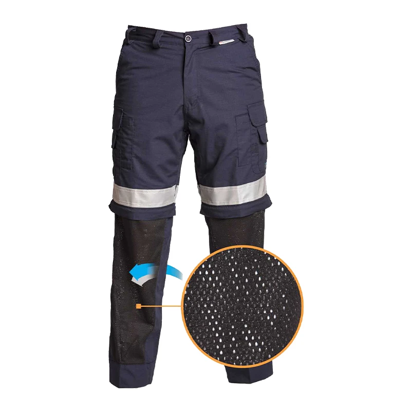 Thumbnail: Navy • Coolworks® Ventilated Cargo Style Workpants, 2″ Silver Refl. Tape