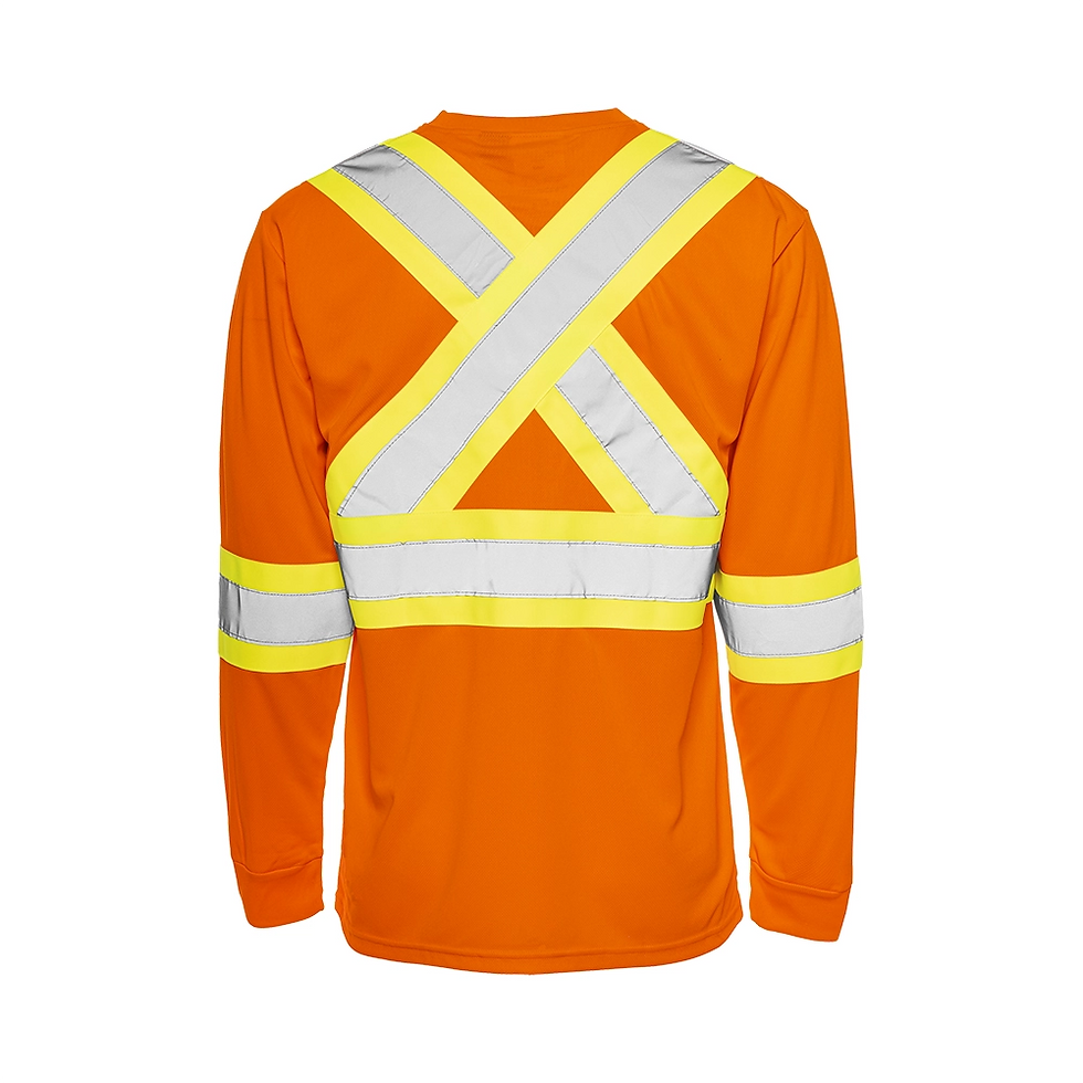 Thumbnail: Long Sleeve Polyester Traffic T-Shirt, 4″ Refl. Tape