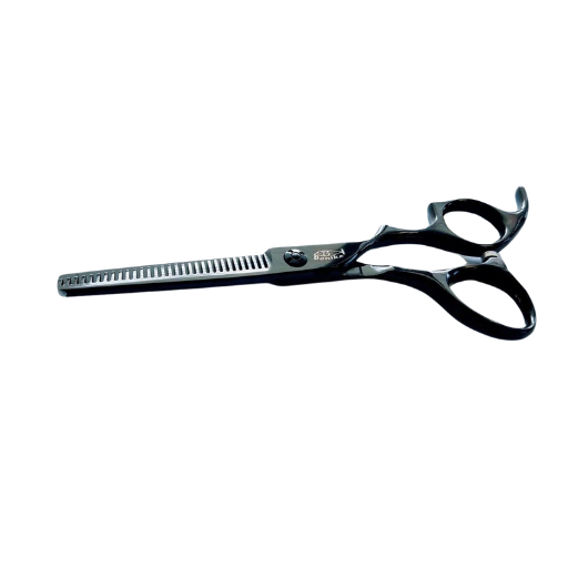 Closed pair of Bonika Black Raven Hair Stylist Scissors