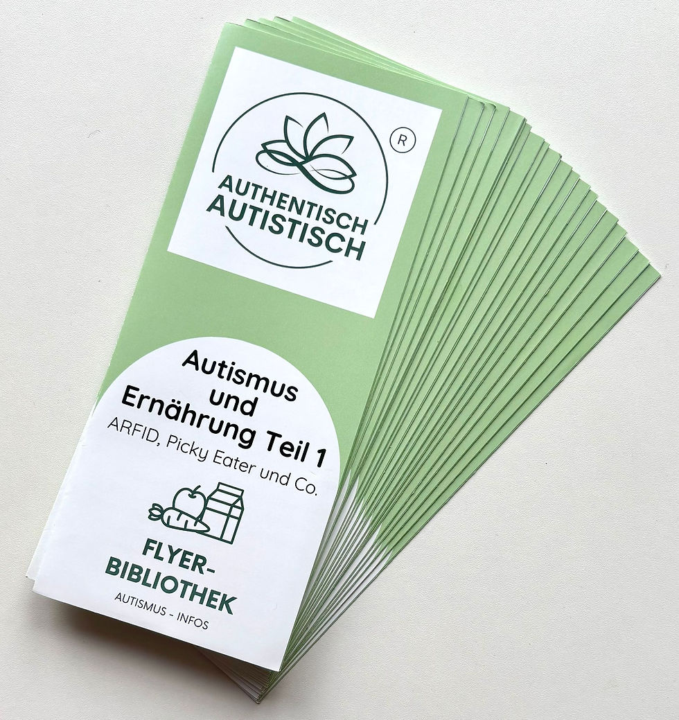 Bild von einem Flyer mit der Aufschrift: Autismus und Ernährung - Teil 1