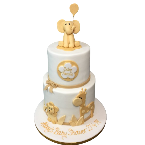 Bespoke white and gold christening cake with intricate detailing, crafted in Solihull, West Midlands.