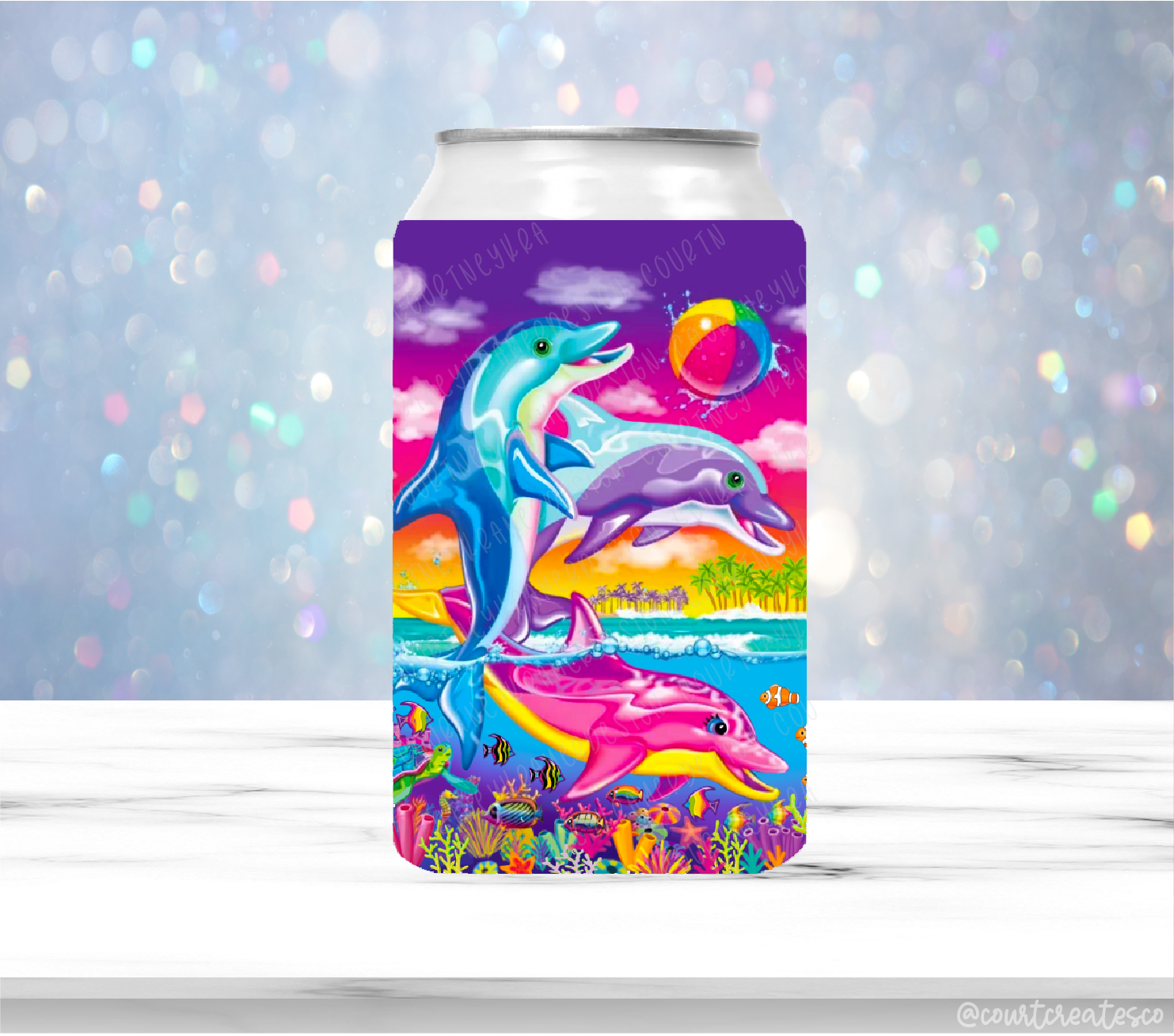 LF dolphins can cooler, 90s dolphins can coozie