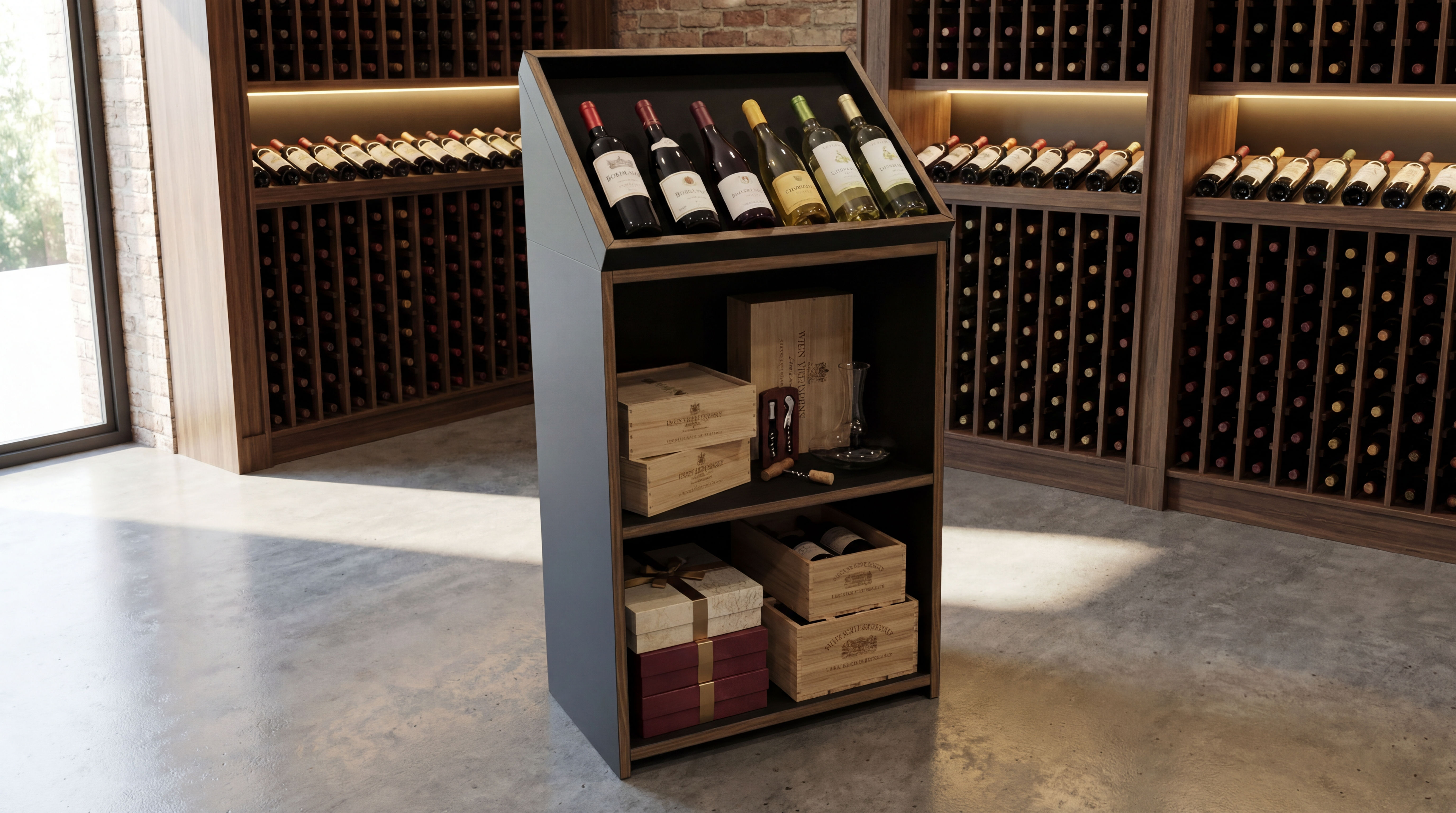 Meuble d'exposition bas vins