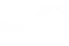 white logo for Blackstone Builders, MT Preferred Builder
