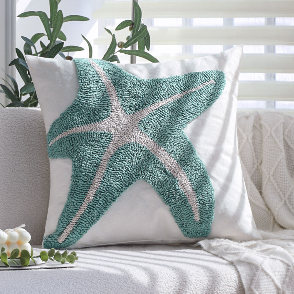 Capa de Almofada Estrela-do-Mar, estilo boho, com zíper. Tamanho: 45x45 cm.