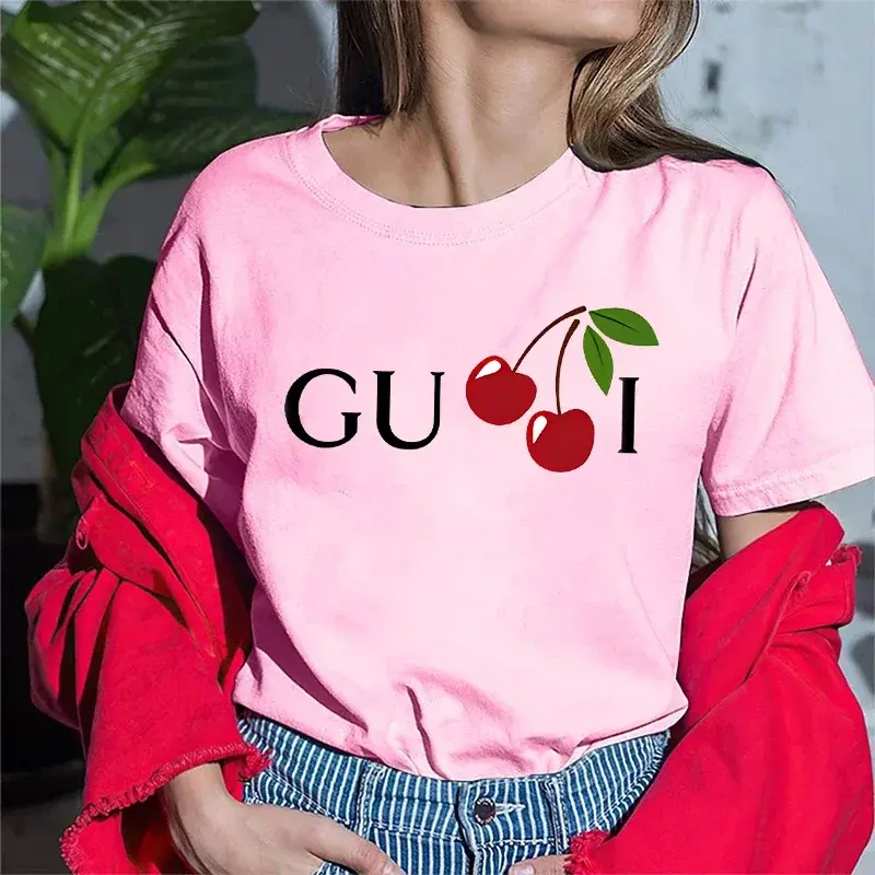 Miniatura: Camiseta feminina de alta qualidade com estampa de letras.