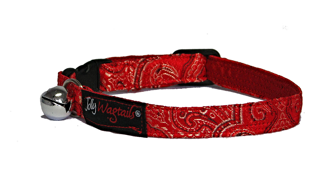 Cat Collar - Chinese Red on Red Satin