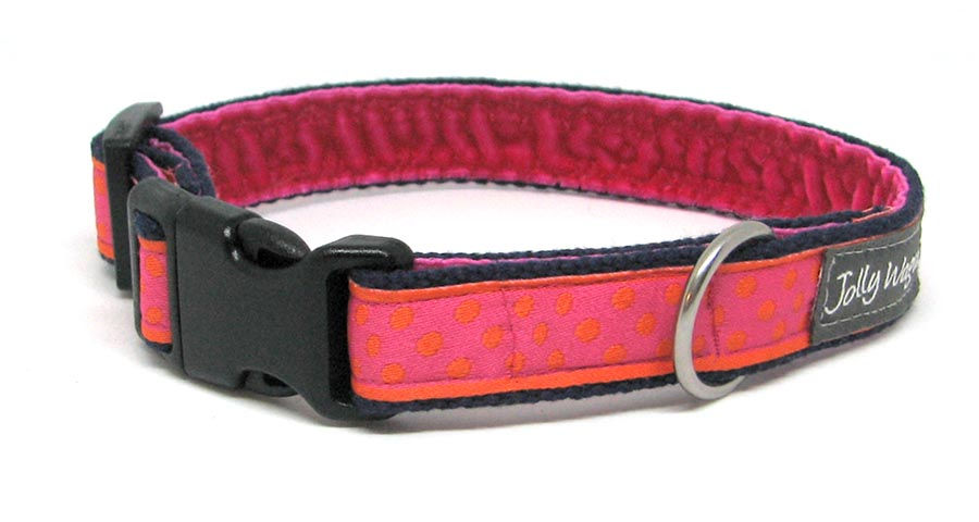 Thumbnail: Dog Collar  Pink & Orange Spot