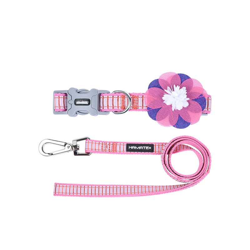 Thumbnail: Flower Design Necklace Adjustable Durable Dog Leash/Collar DLCT22026