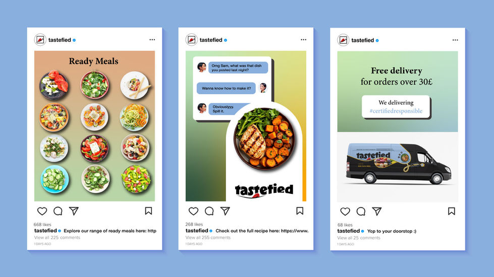 Tastefied, social media post, design, mockup, online culinary branding