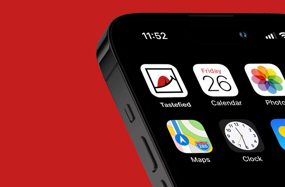 Tastefied, app icon, design, mockup, online culinary branding