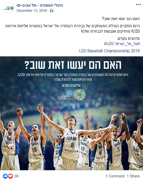 פוסט שיווקי להיכלי הספורט ת"א -יפו