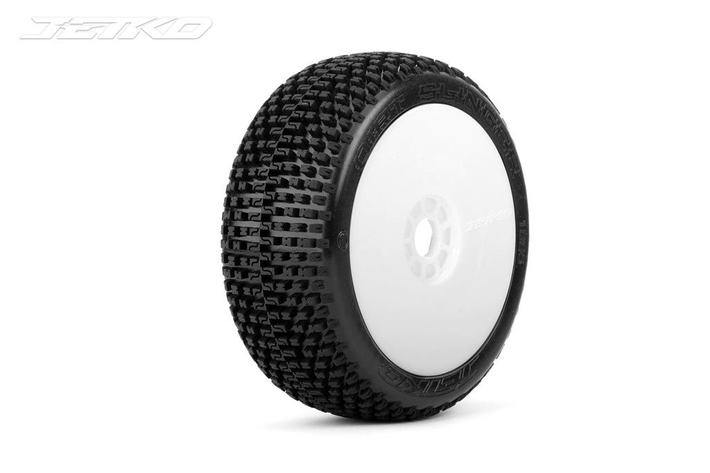 Jetko Dirt Slinger Soft 1:8 Buggy Pre-glued White Revo Rims (2)