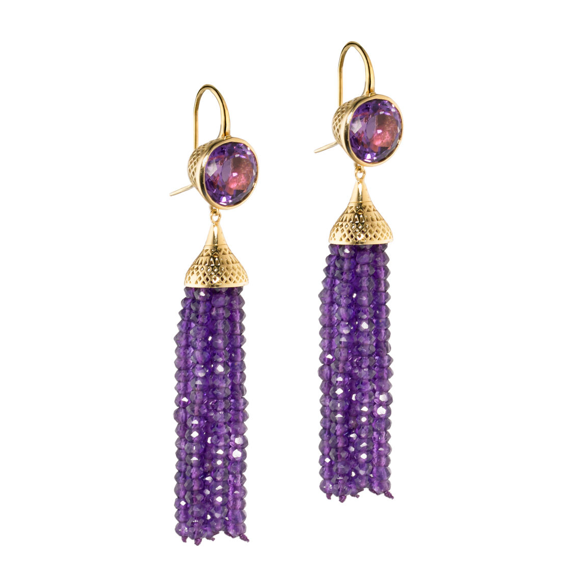 18K Yellow Gold & Amethyst Earrings