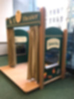 play theater for early childhood to school age children with curtain, deck, and panels at daycare school playground