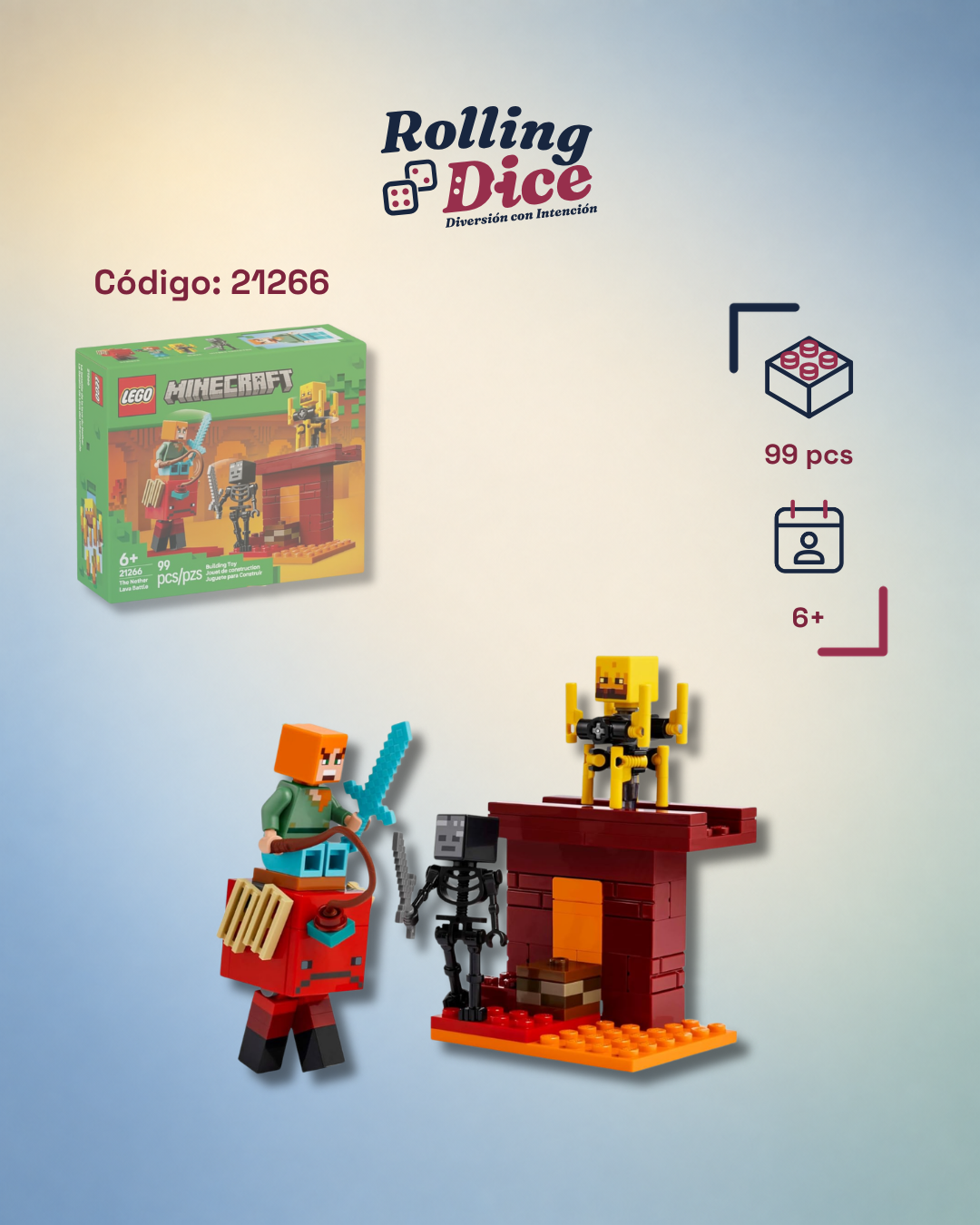 LEGO Batalla de Lava en el Nether - 21266, set LEGO original disponible en Costa Rica