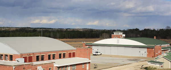 Hangars 1 and 2 at Moton Field, Tuskegee Airmen National Historic Site in Macon County, Alabama