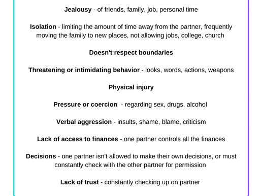 Possible signs of abuse.