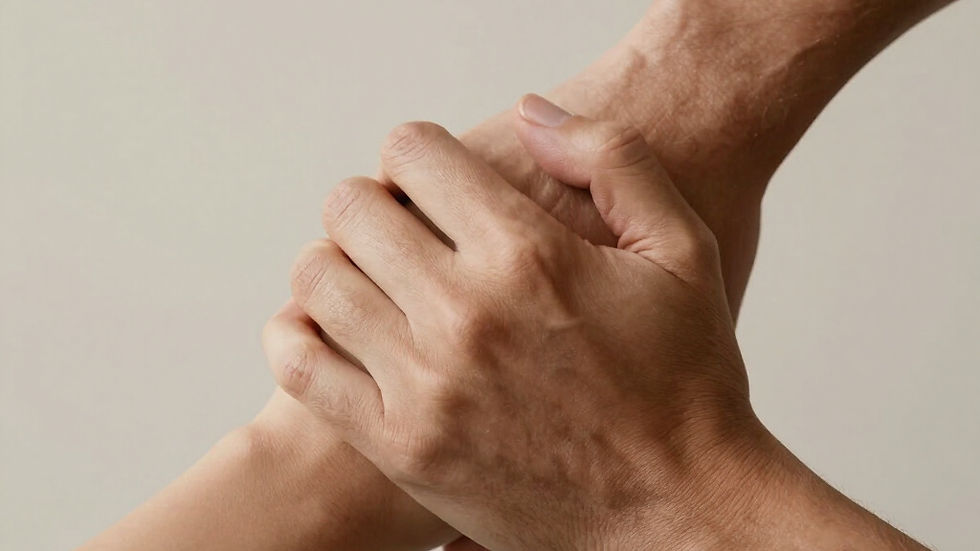 Three hands being held representing how a swimming program can help.