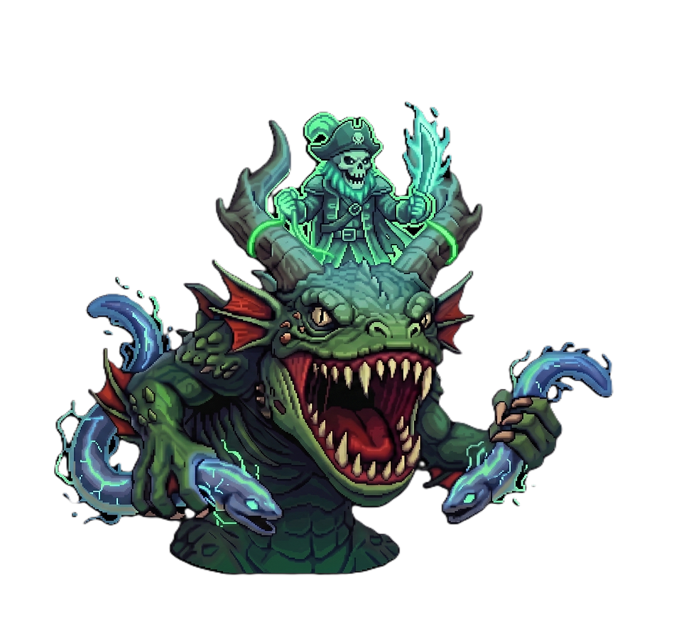 Ghost pirate riding a dragon in 2.5D arcade brawler Lords of Heck