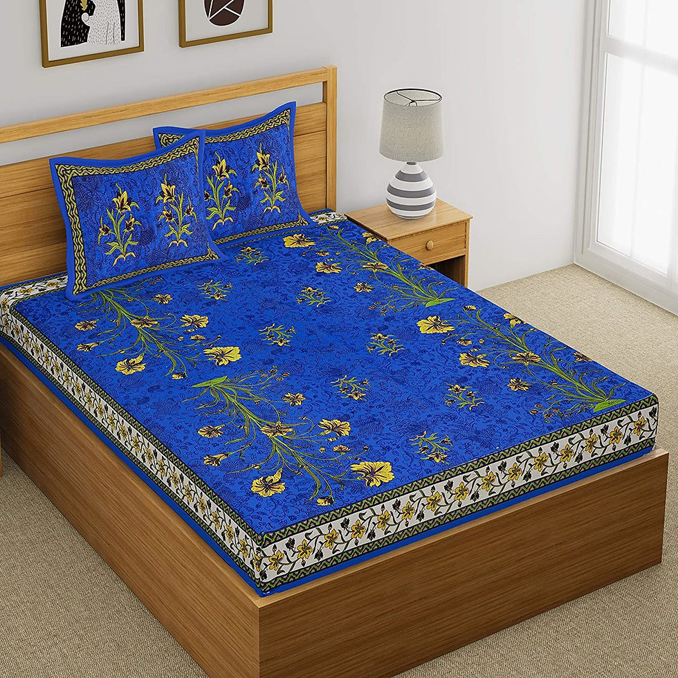 100% Cotton Printed Double Size Double Bedsheet With 2  Pillow Cover