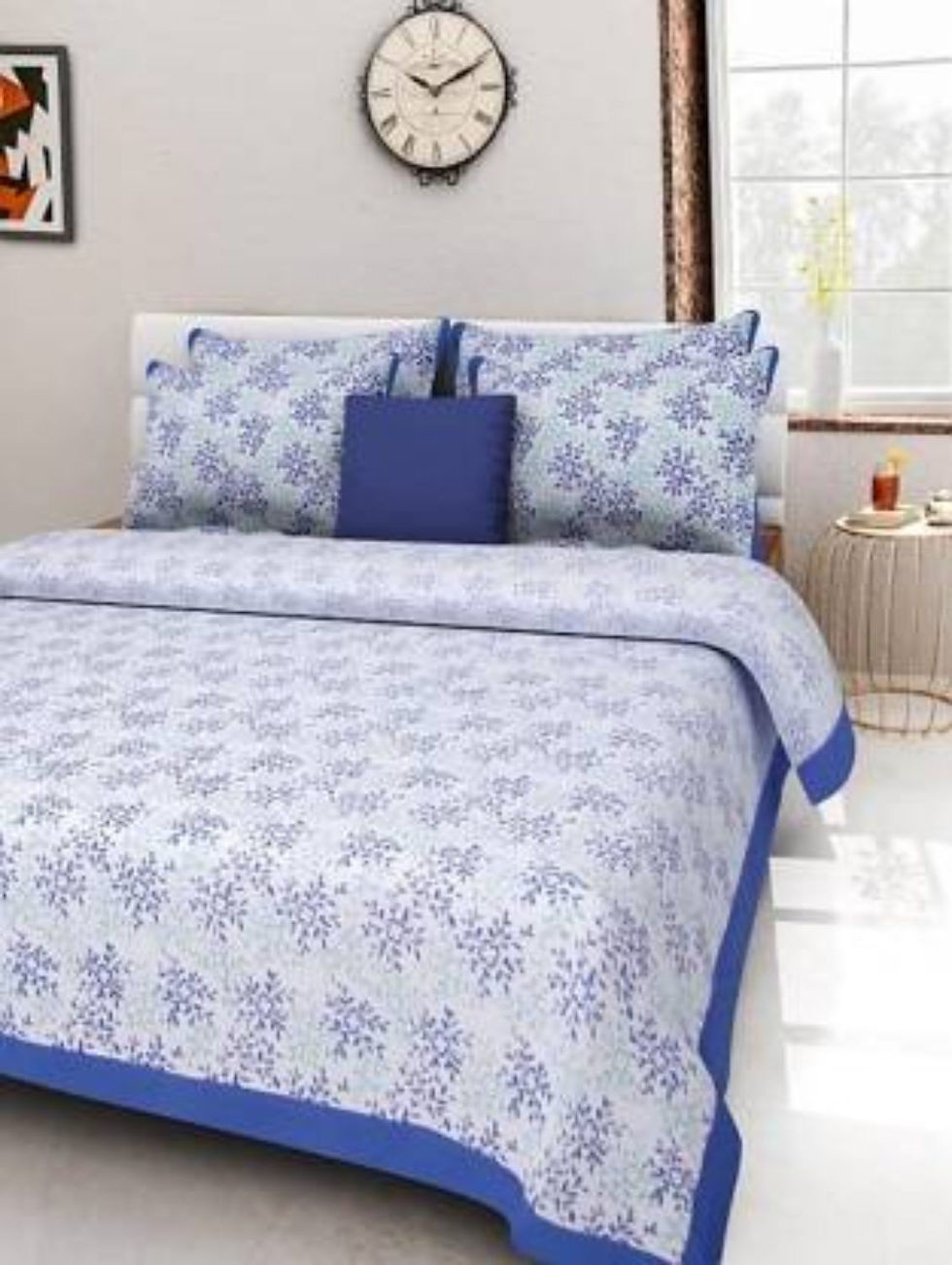 100% Cotton Printed Double Size Double Bedsheet With 2  Pillow Cover