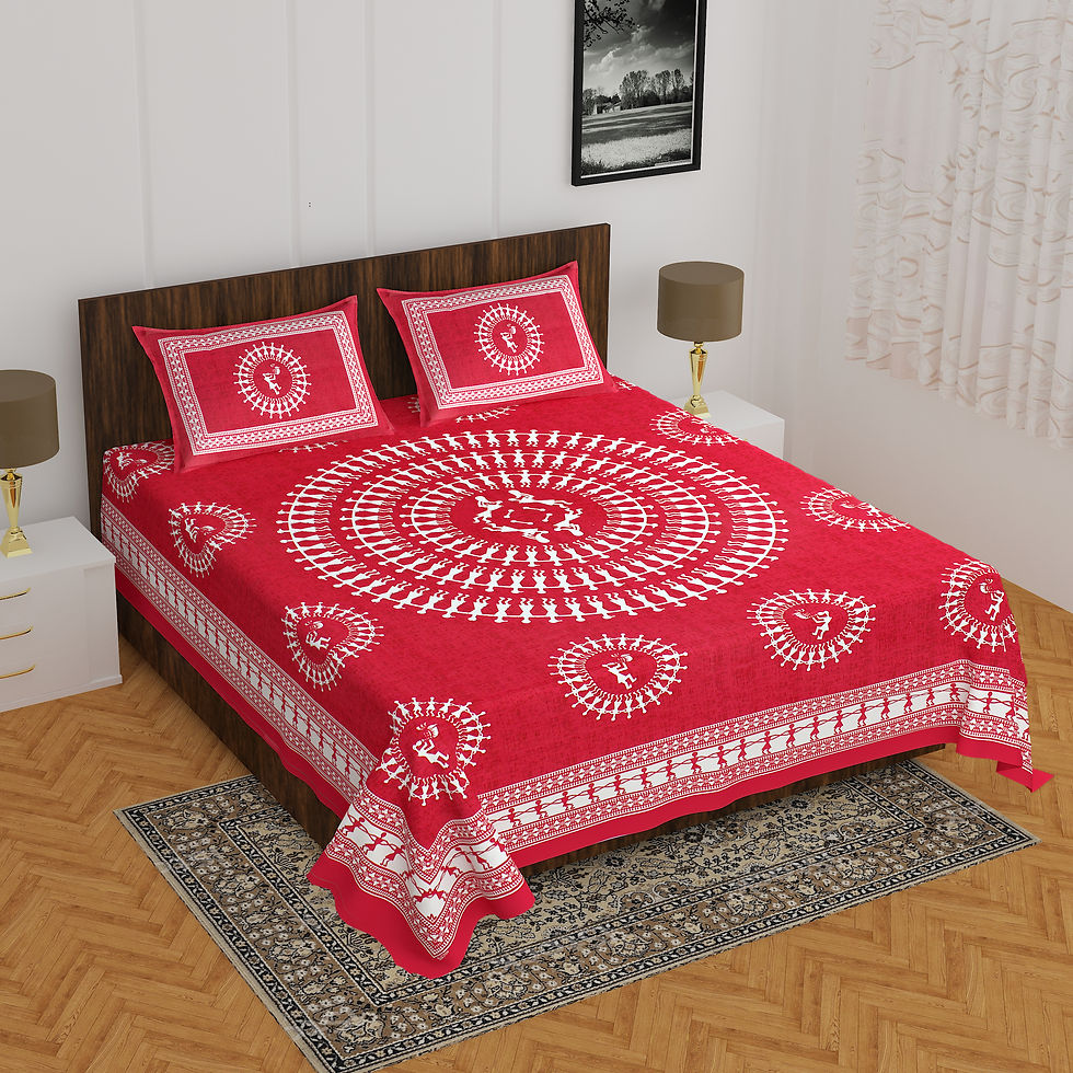 100% Cotton Printed Double Size Double Bedsheet With 2  Pillow Cover