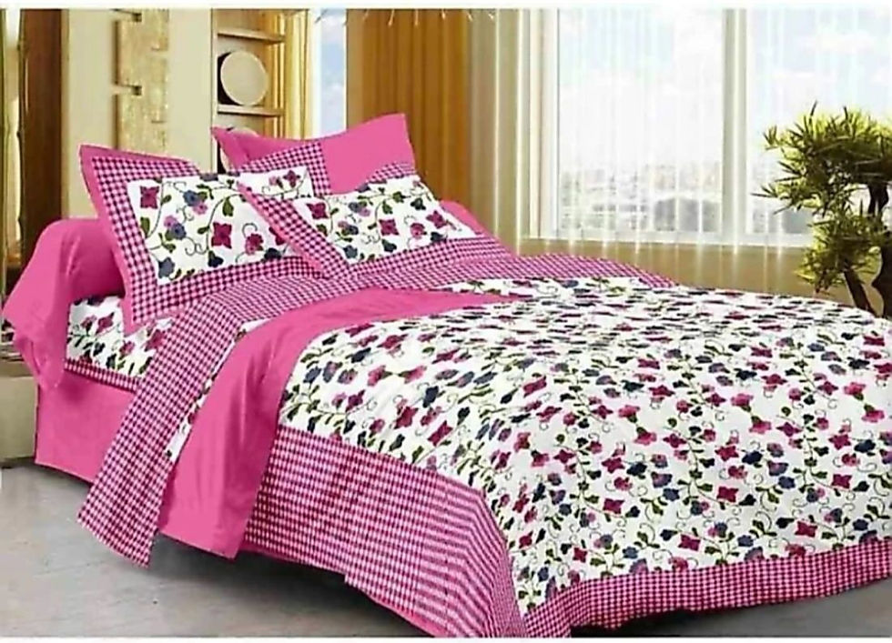 100% Cotton Printed Double Size Double Bedsheet With 2  Pillow Cover