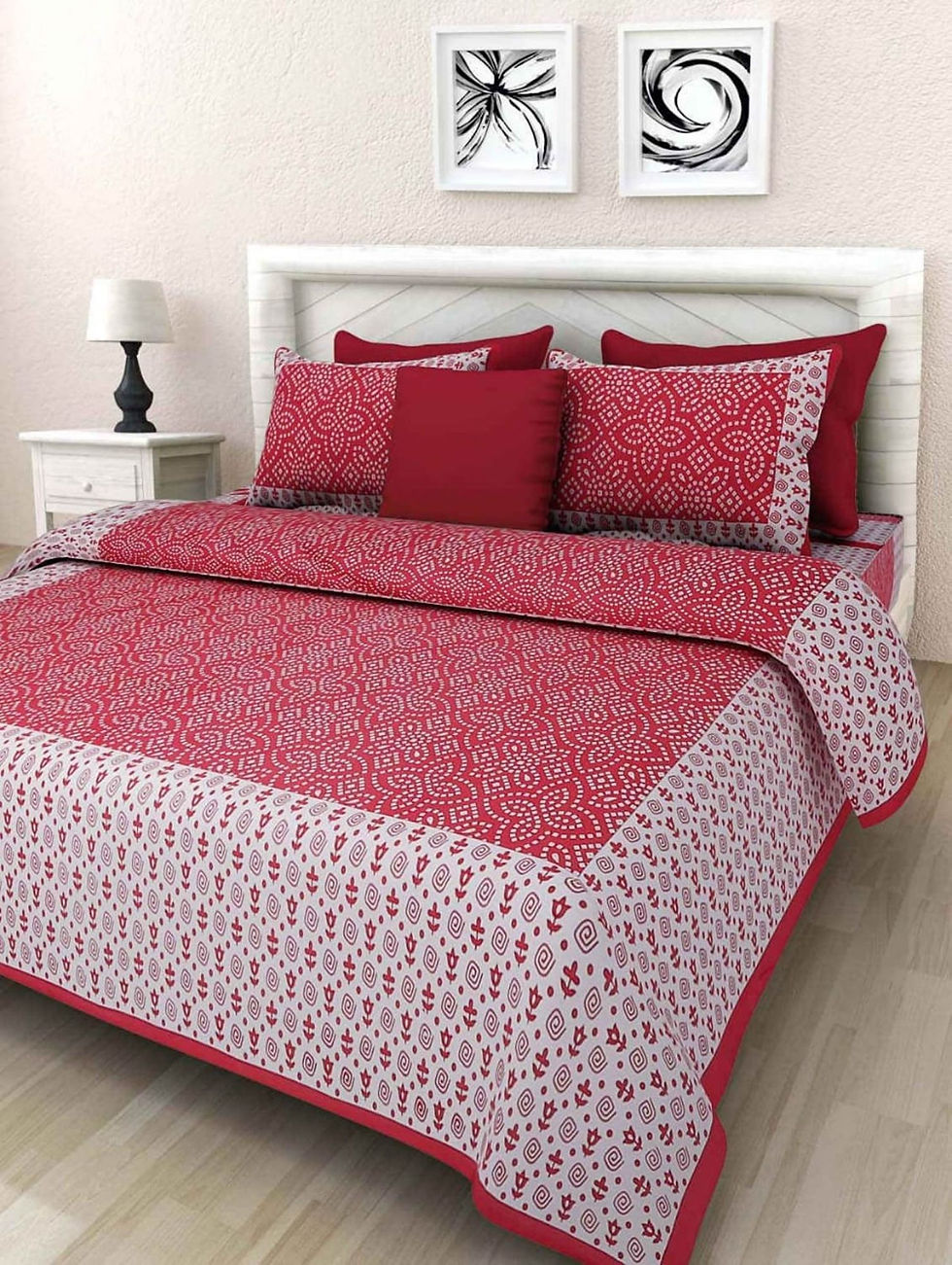 100% Cotton Printed Double Size Double Bedsheet With 2  Pillow Cover