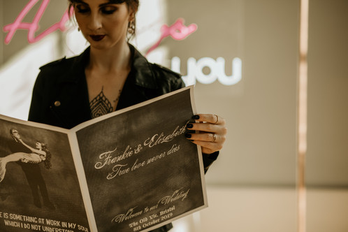 Gothic Frankenstein's Bride Wedding Stationery Newspaper