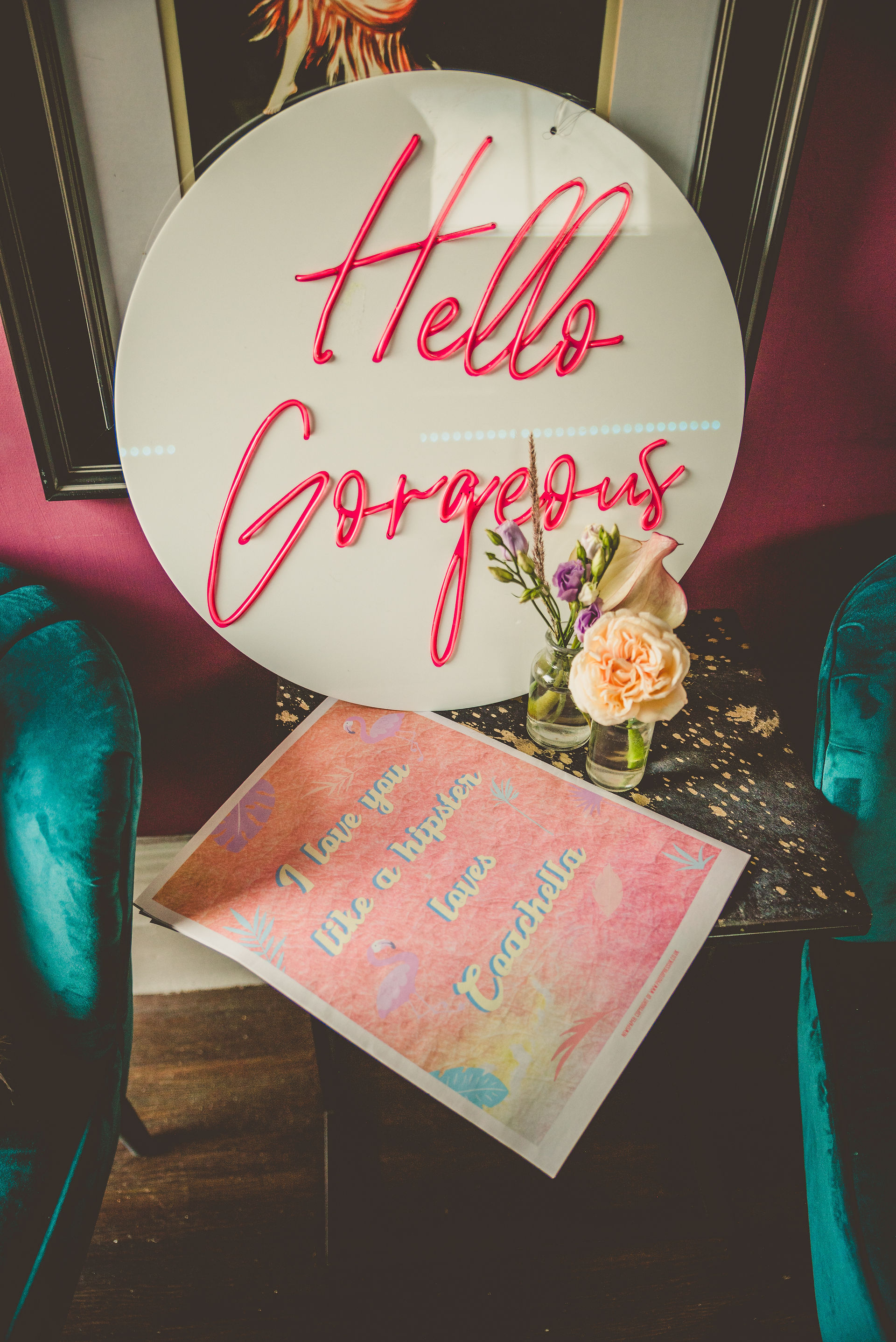 Coachella festival themed wedding newspaper