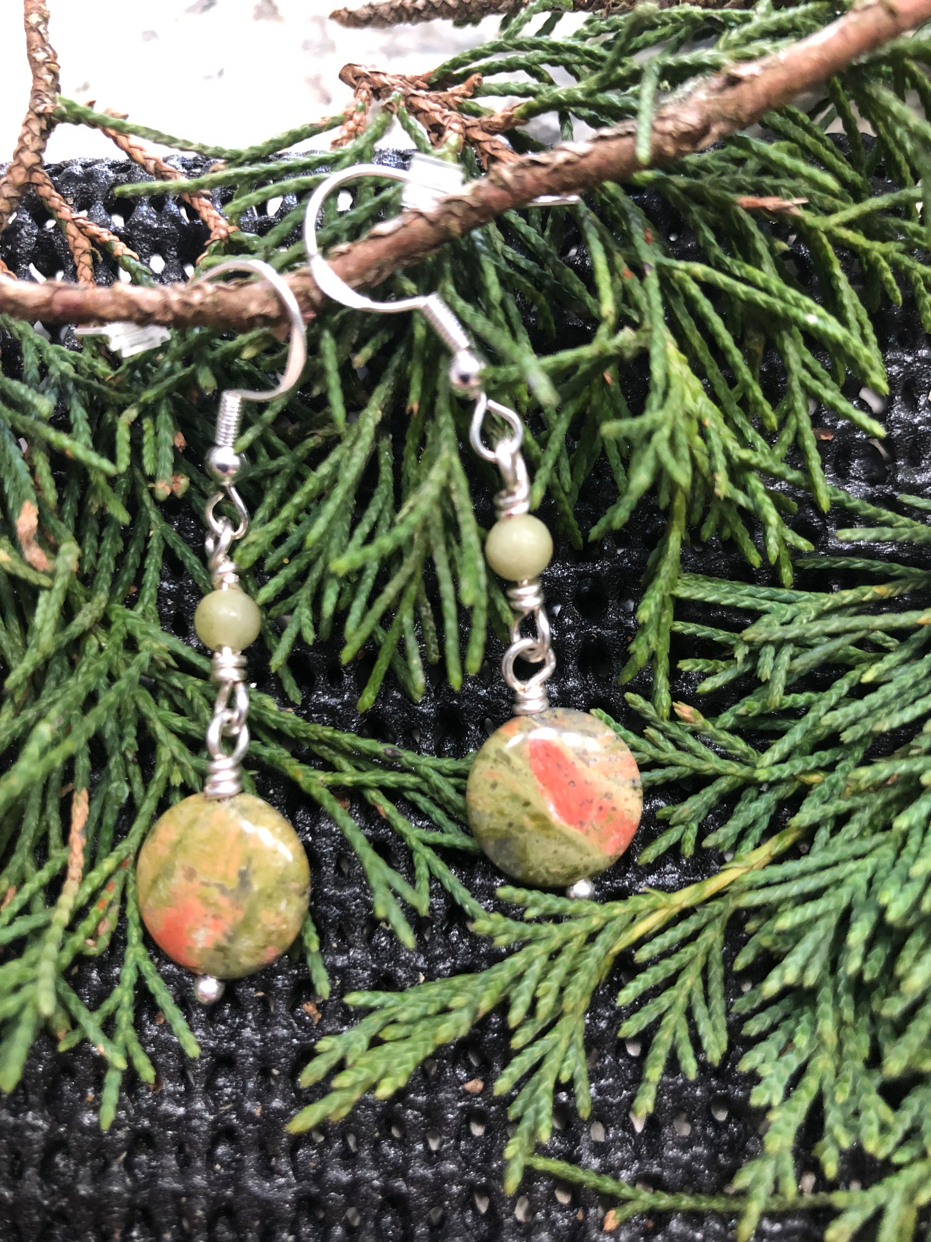 Unakite Dangle Earrings