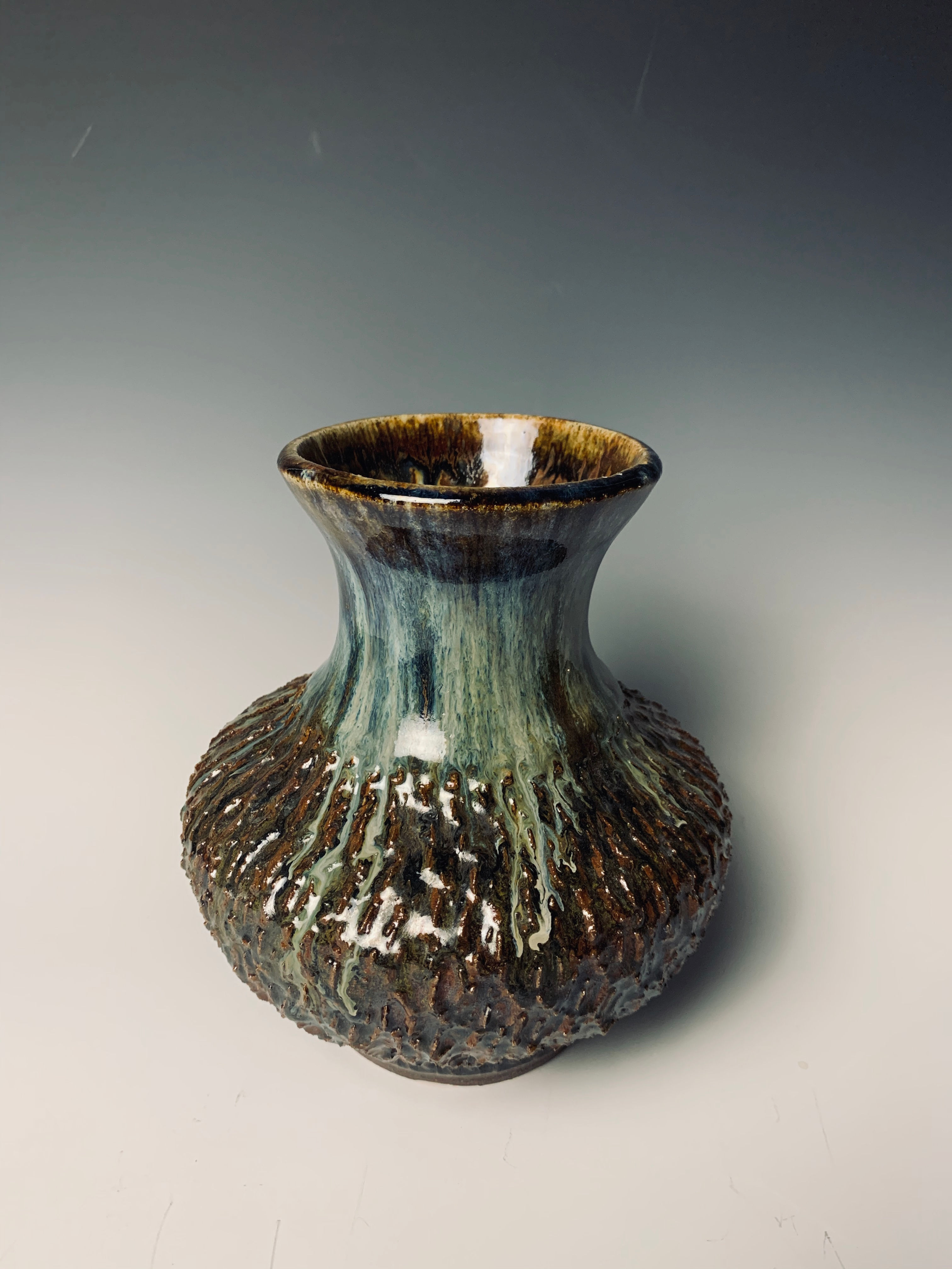 Blue-GreenTextured Vase