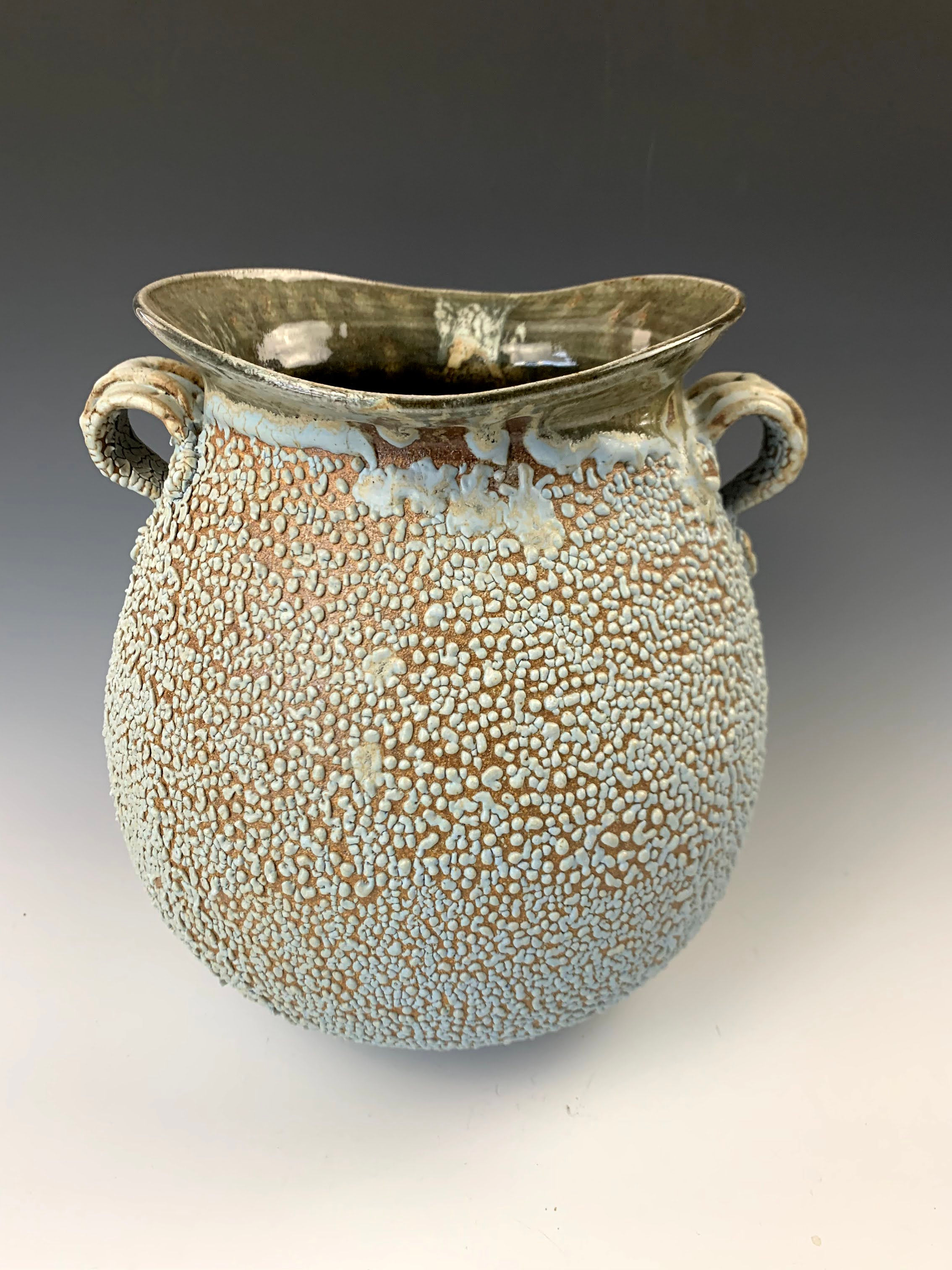 Blue Belly Crackle Vase