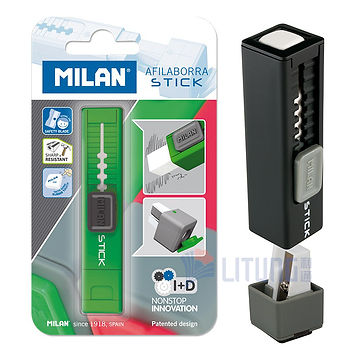 Milan Stick 推動式擦膠筆 + 鉛筆刨(12枝裝)