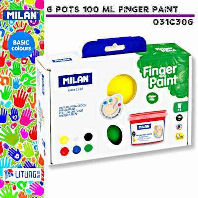 Milan 6色手指畫, (100ml x 6色) (標準色)(100ml x 6) Milan Box containing 6 pots basic colours 100 ml finger paint 