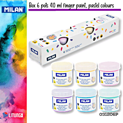Milan 膠盒裝6色手指畫 (柔和色彩) 40ml x 6  Milan Box 6 pots 40 ml finger paint, pastel colours