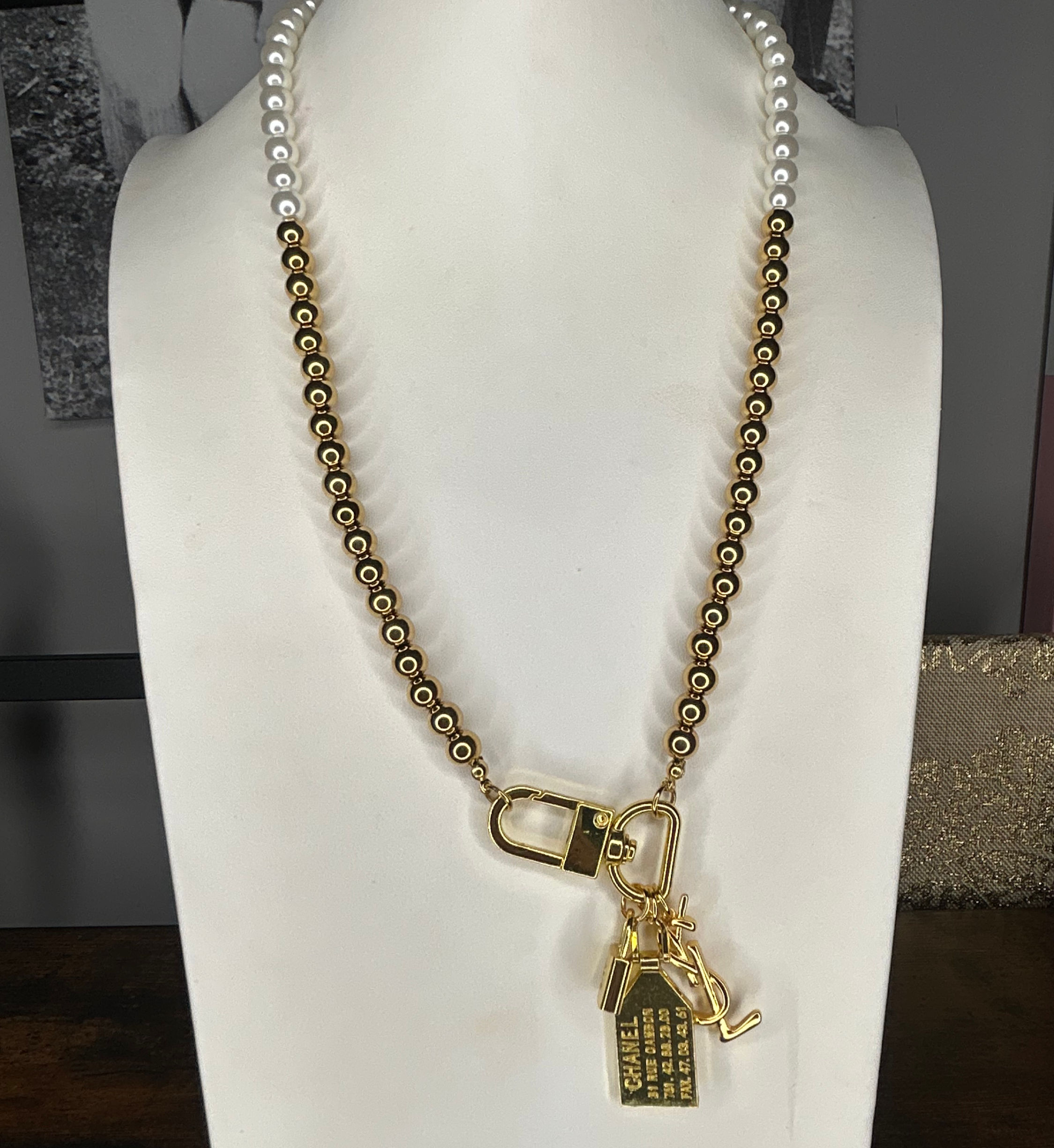 CC, LV, & YSL Pendents Upcycled Into Necklace