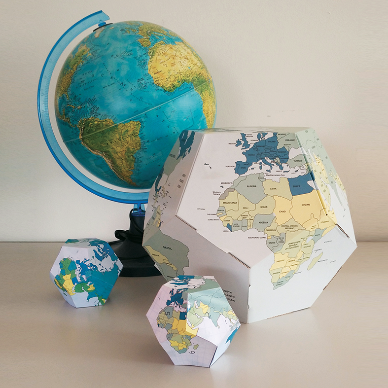 Mappamondo su dodecaedro.