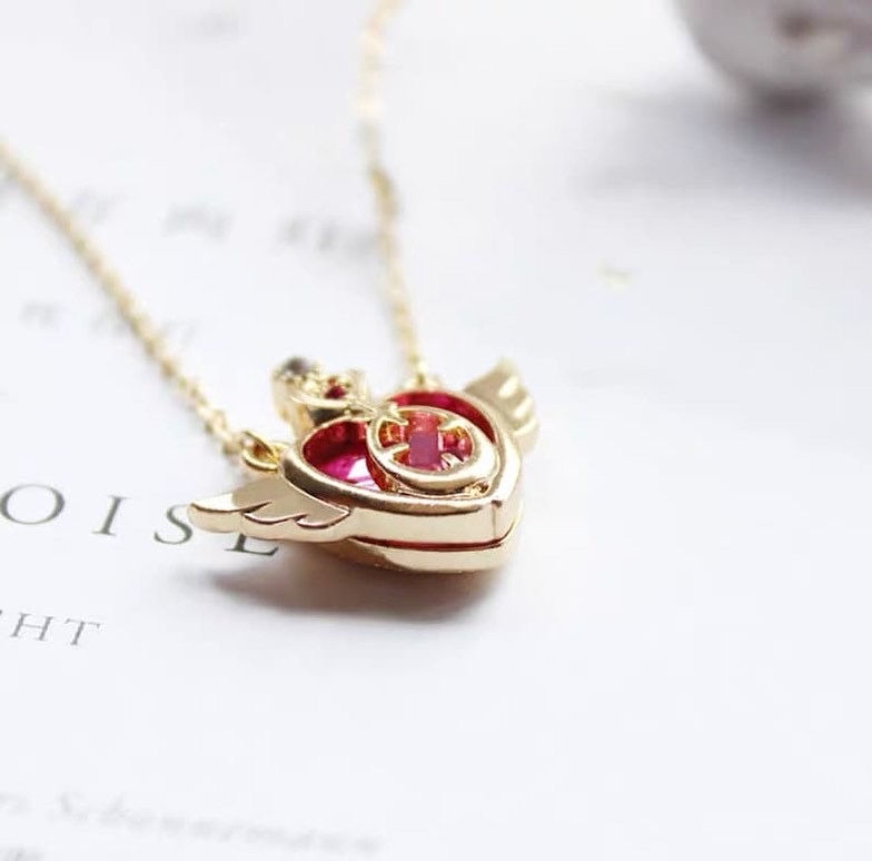 Thumbnail: Sailor moon necklace jewelry,  heart locket, Japanese anime