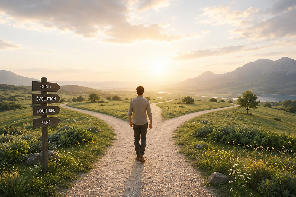 Personne sur un chemin cherchant une nouvelle direction dans sa vie