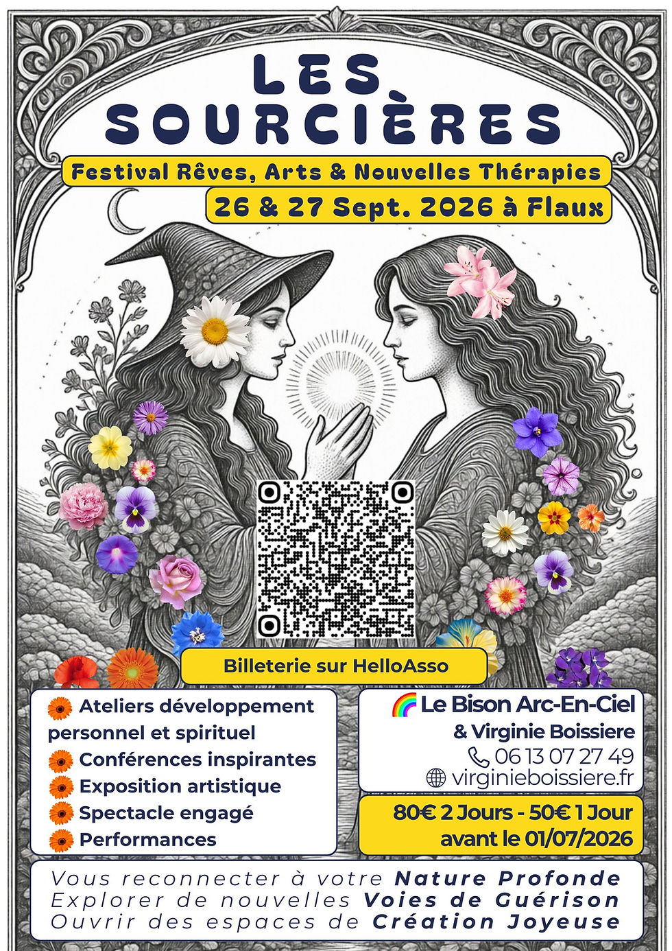 Affiche du Festival Les Sourcières 2026 à Flaux avec billetterie HelloAsso