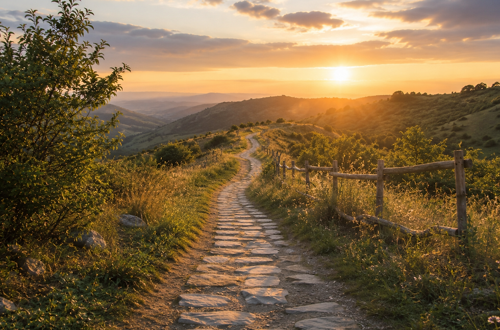 Chemin vers l'horizon symbolisant l'évolution personnelle et le changement