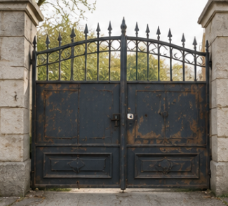 Sablage d’un portail en fer pour rénovation