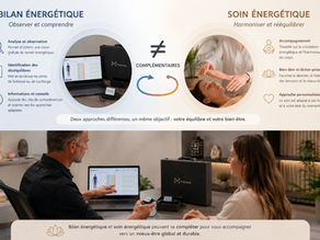 Illustration représentant la différence entre bilan énergétique et soin énergétique